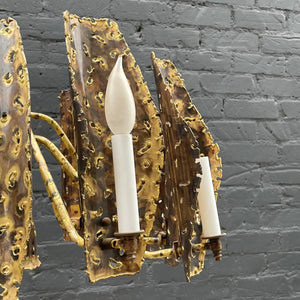 Mid-Century Modern Brutalist Brass Chandelier, c.1960’s