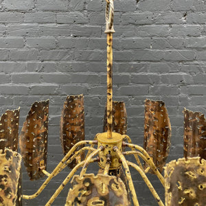 Mid-Century Modern Brutalist Brass Chandelier, c.1960’s