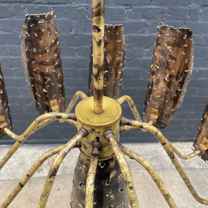 Mid-Century Modern Brutalist Brass Chandelier, c.1960’s
