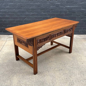 Asian Antique Carved Walnut Console Table Sideboard