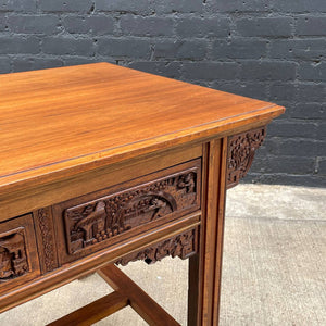 Asian Antique Carved Walnut Console Table Sideboard