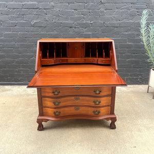 American Antique Solid Walnut Drop-Leaf Desk with Claw Feet, c.1950’s