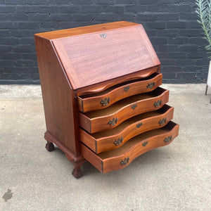 American Antique Solid Walnut Drop-Leaf Desk with Claw Feet, c.1950’s