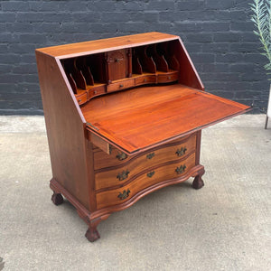 American Antique Solid Walnut Drop-Leaf Desk with Claw Feet, c.1950’s