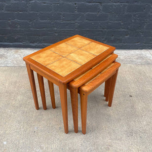 Danish Modern Teak Nesting Tables with Ceramic Tops, c.1960’s