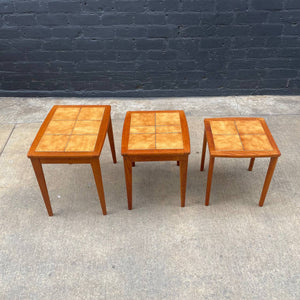 Danish Modern Teak Nesting Tables with Ceramic Tops, c.1960’s