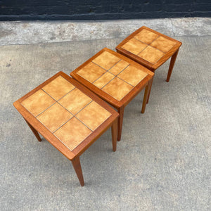 Danish Modern Teak Nesting Tables with Ceramic Tops, c.1960’s