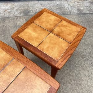 Danish Modern Teak Nesting Tables with Ceramic Tops, c.1960’s