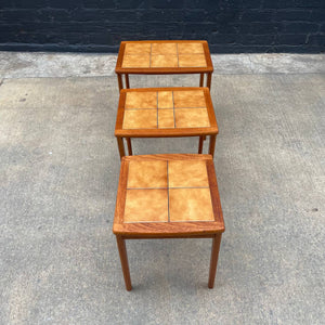 Danish Modern Teak Nesting Tables with Ceramic Tops, c.1960’s