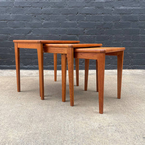 Danish Modern Teak Nesting Tables with Ceramic Tops, c.1960’s