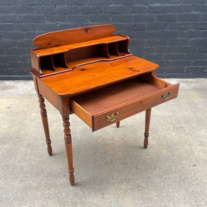 American Antique Solid Pine Desk with Turned Legs, c.1960’s