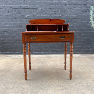 American Antique Solid Pine Desk with Turned Legs, c.1960’s
