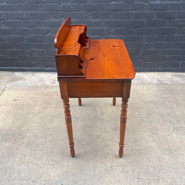 American Antique Solid Pine Desk with Turned Legs, c.1960’s