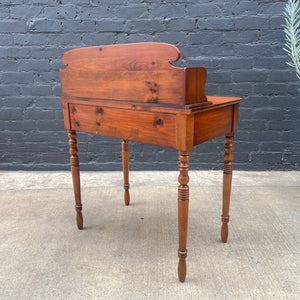 American Antique Solid Pine Desk with Turned Legs, c.1960’s