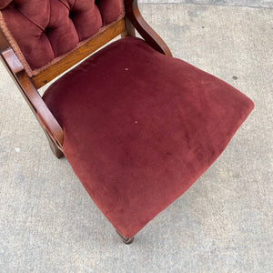 Eastlake American Antique Side Desk Chair with Burgundy Upholstery, c.1930’s
