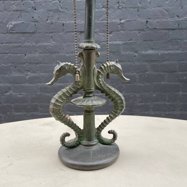 Antique Bronze Seahorse Sculpture Table Lamp by William Boogar Jr, c.1940’s