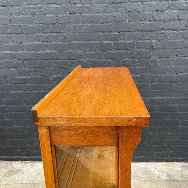 American Antique Sculpted Oak Display Curio Cabinet, c.1940’s