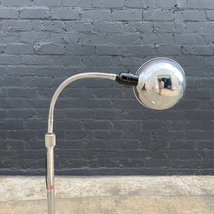 Mid-Century Modern Adjustable Goose Neck Chrome Floor Lamp, c.1960’s