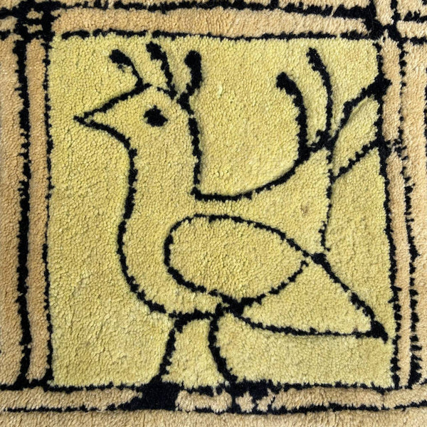 Mid-Century Modern Wool Bird Motif Carpet Rug, 1960’s