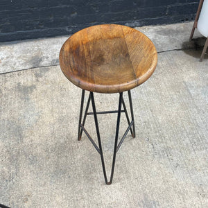 Pair of Iron & Wood Hairpin Leg Style Bar Stools