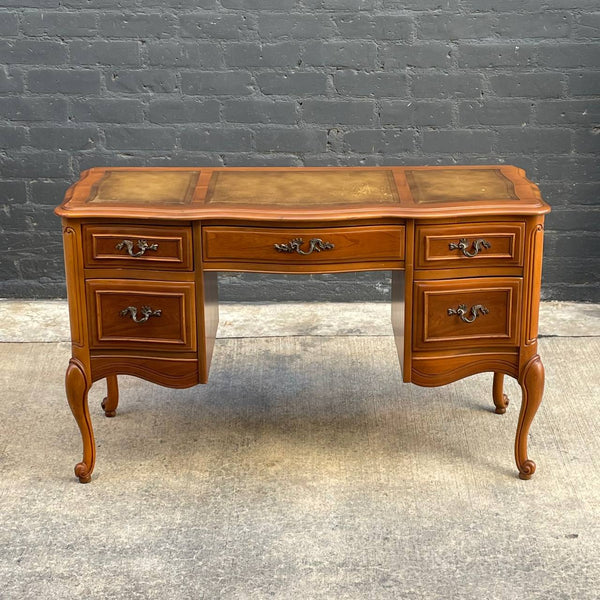 Vintage French Provincial Style Desk with Leather Top, 1960’s
