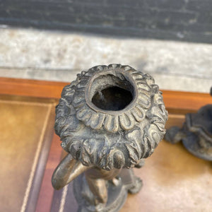 Pair of Vintage Art Nouveau Style Brass Candle Holders