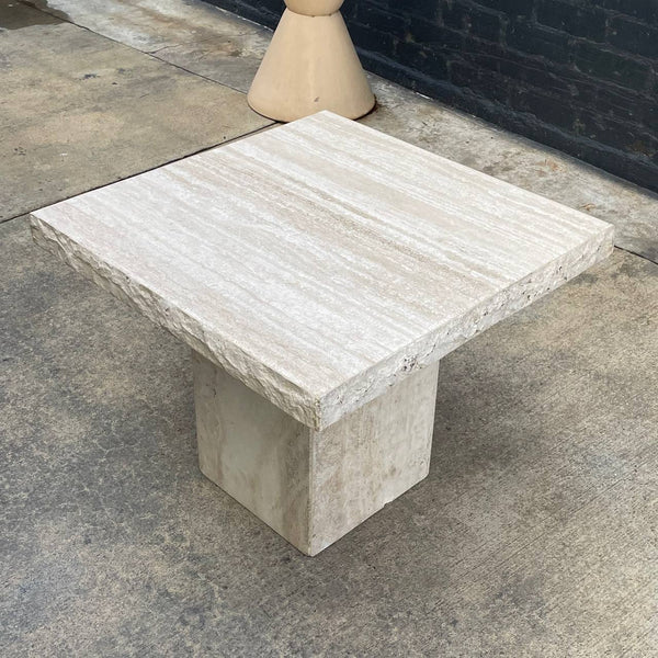 Italian Travertine Stone Marble Side Table, c.1970’s