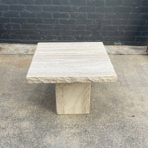 Italian Travertine Stone Marble Side Table, c.1970’s