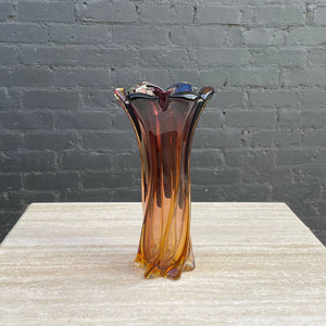 Vintage Italian Murano Swirl Glass Vase Sculpture, c.1970’s