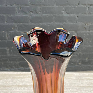 Vintage Italian Murano Swirl Glass Vase Sculpture, c.1970’s