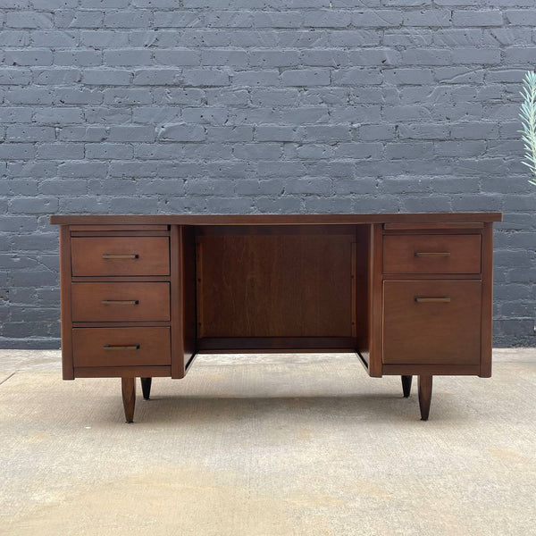 Mid-Century Modern Walnut Desk with Finished Back, 1960’s