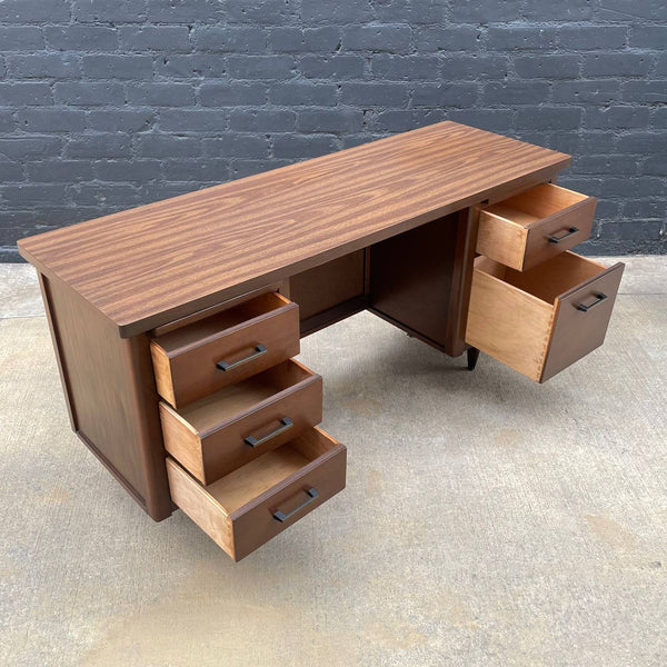 Mid-Century Modern Walnut Desk with Finished Back, 1960’s