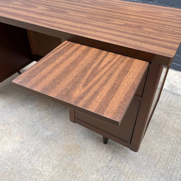 Mid-Century Modern Walnut Desk with Finished Back, 1960’s