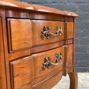 Pair of Antique French Provincial Carved Cherry Night Stands End Tables, c.1960’s