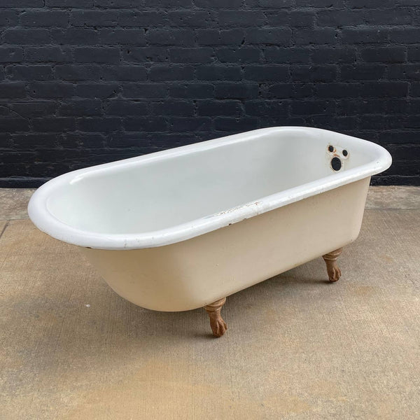 Vintage Porcelain & Steel Bath Tub with Claw Feet, c.1960’s