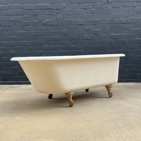 Vintage Porcelain & Steel Bath Tub with Claw Feet, c.1960’s