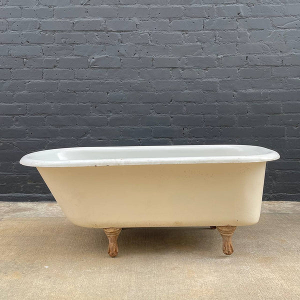 Vintage Porcelain & Steel Bath Tub with Claw Feet, c.1960’s