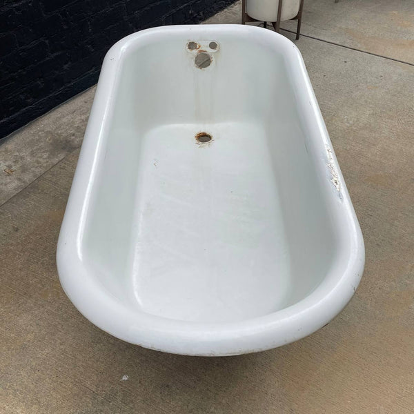 Vintage Porcelain & Steel Bath Tub with Claw Feet, c.1960’s