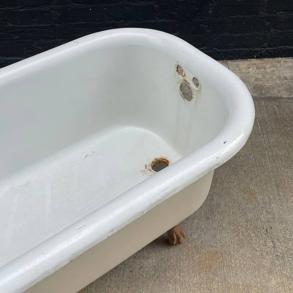 Vintage Porcelain & Steel Bath Tub with Claw Feet, c.1960’s