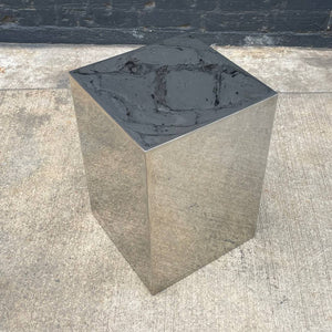 Pair of Vintage Mid-Century Modern Geometric Polished Chrome Metal Side Tables, c.1970’s