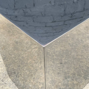 Pair of Vintage Mid-Century Modern Geometric Polished Chrome Metal Side Tables, c.1970’s