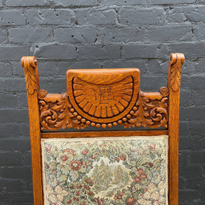 American Antique Eastlake Style Carved Oak Chair, c.1940’s