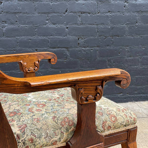 American Antique Eastlake Style Carved Oak Chair, c.1940’s