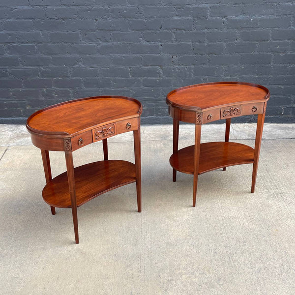 Pair of American Antique Federal Style Mahogany End Tables Nightstands, c.1950’s