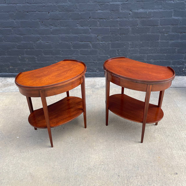 Pair of American Antique Federal Style Mahogany End Tables Nightstands, c.1950’s