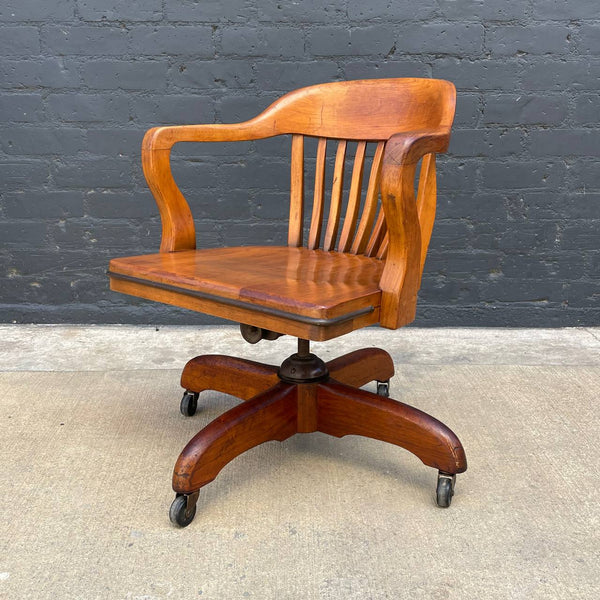 American Oak Swiveling Office Chair, c.1970’s