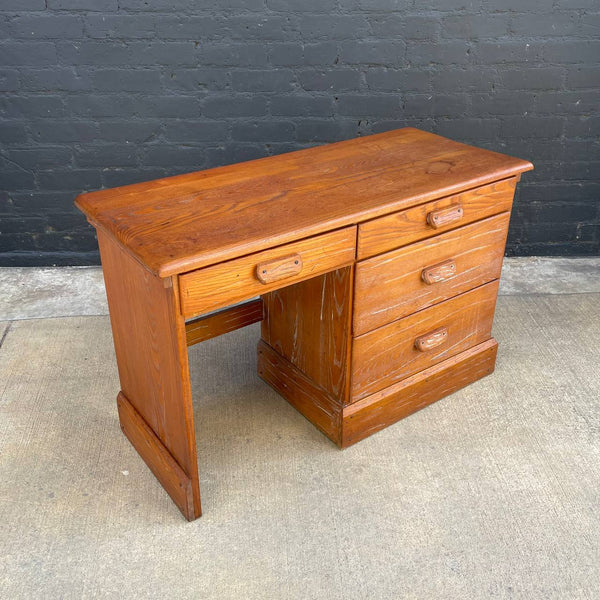 Antique Western Rustic Americana Oak Writing Desk, c.1950’s