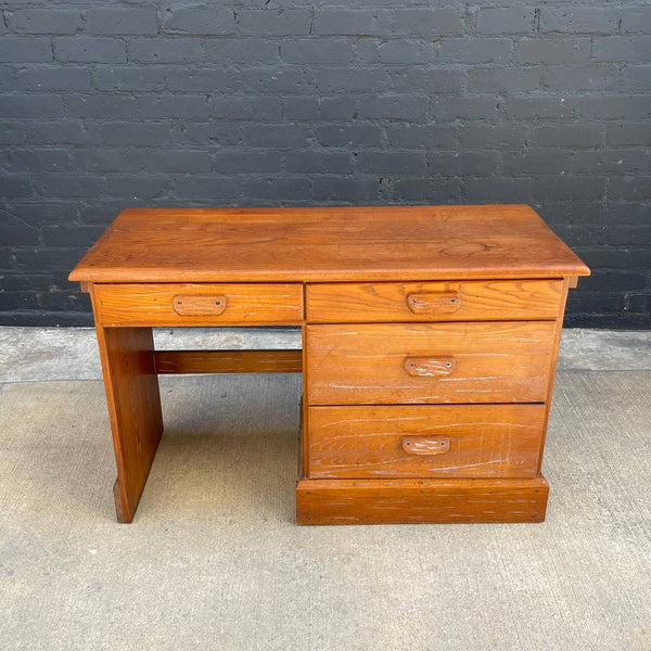Antique Western Rustic Americana Oak Writing Desk, c.1950’s