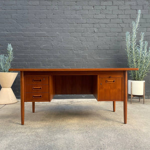 Danish Modern Teak Executive Desk with Finished Back c.1960’s