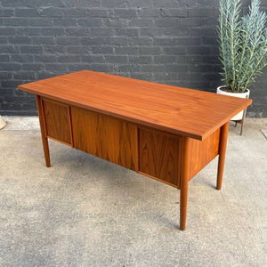 Danish Modern Teak Executive Desk with Finished Back c.1960’s